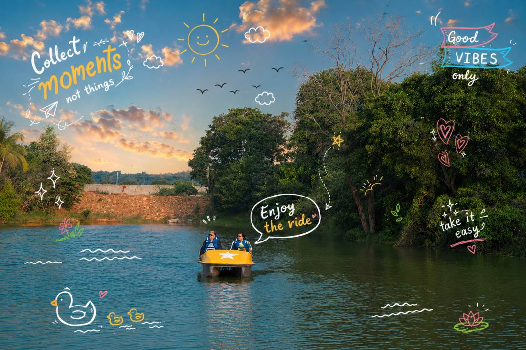 Guests enjoying private lake boating activity at Lake Valley Resort and Spa Tirupati